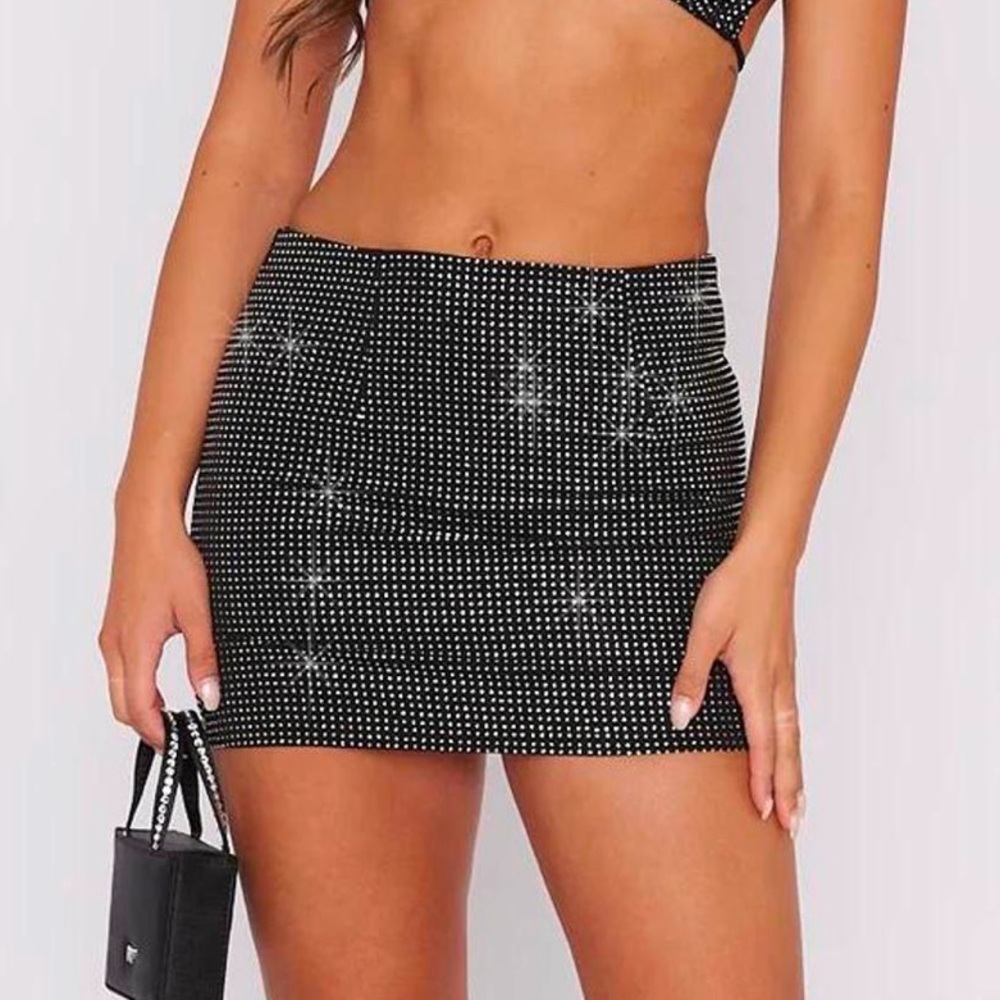 WHITEFOX Black Sparkle mini skirt